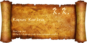 Kapus Karina névjegykártya